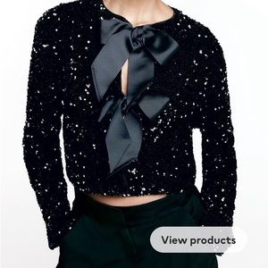 Tie-front sequined jacket